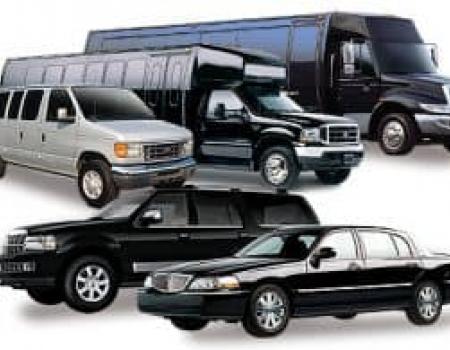 collage of black cars and vans from a car service 